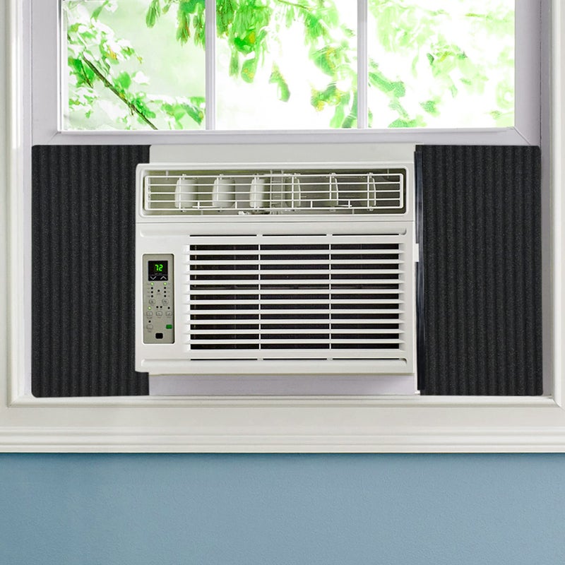 Forestchill Window Air Conditioner Insulation Foam Panels, 2 Pcs Indoor Window AC Side Foam Cover for Winter and Summer, 17 x 9 x 7/8 inch, Black - Image 1